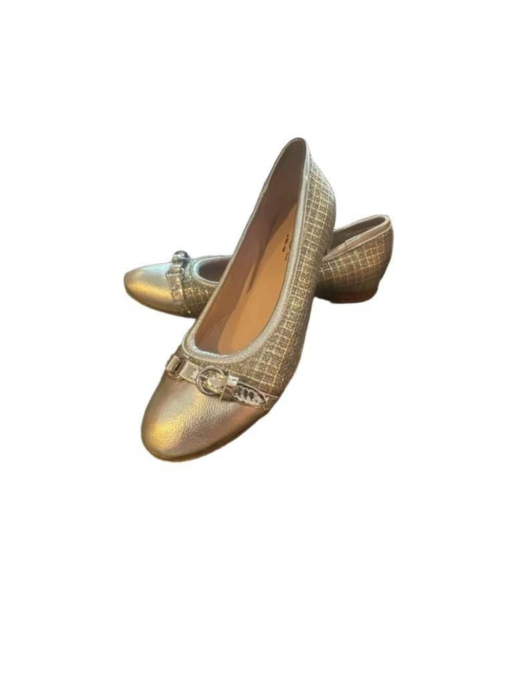 AGL Attilio Giusti Leombruni Monika Metallic Gold Cap Toe Ballet Flats Size 39.5